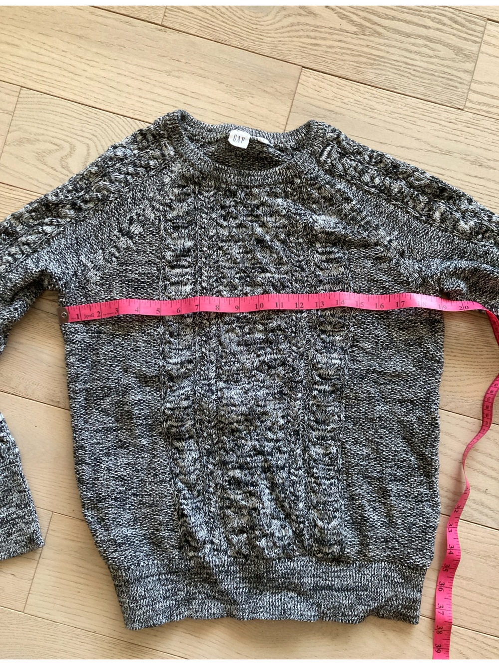 GAP Black & White Marled Cable-Knit Crewneck Sweater
